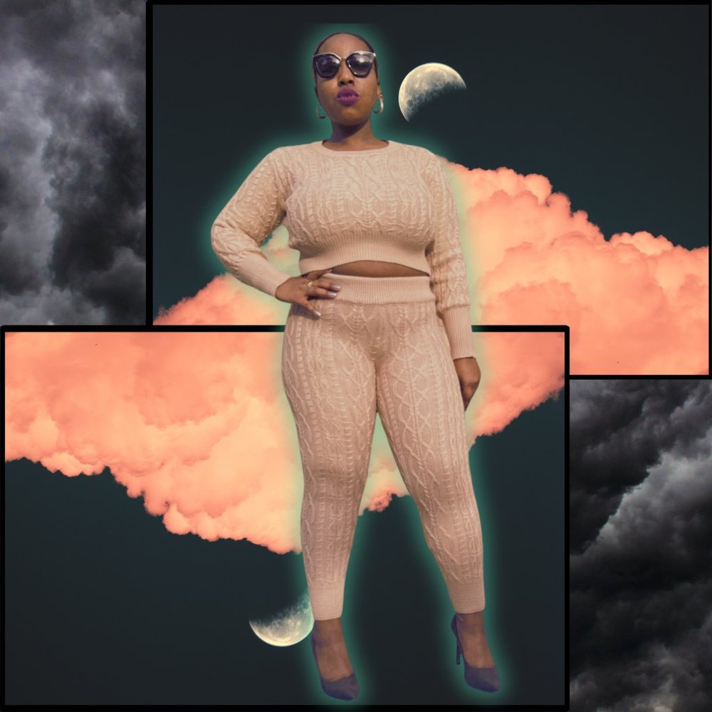 Cable Knit Crop Set (Beige)